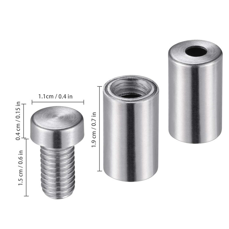 Favide 48 Packs Sign Standoff Screws Advertising Screws Stainless Steel Wall Standoff Mounts Glass Acrylic Nail for Glass Artwork and Sign Displays (1/2 x 1 Inch) - Image 2